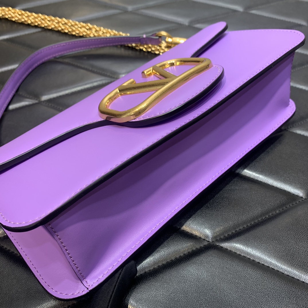 Valentino Garavani Loco Shoulder Bag in Lavender Calfskin Leather